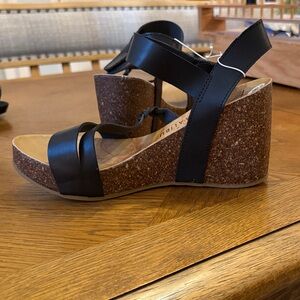 Blowfish Black Wedge Sandals